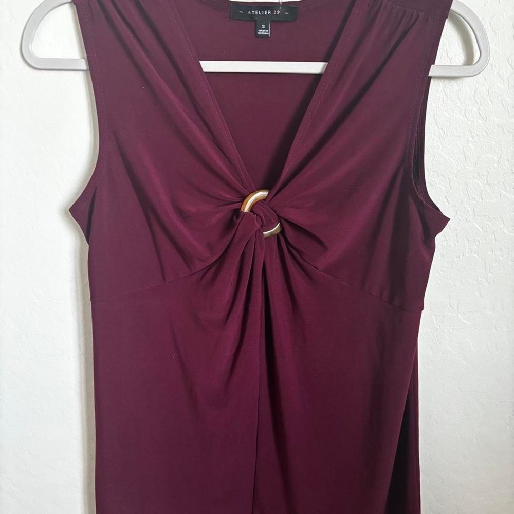 Atelier 29 sleeveless blouse in a rich burgundy wine color